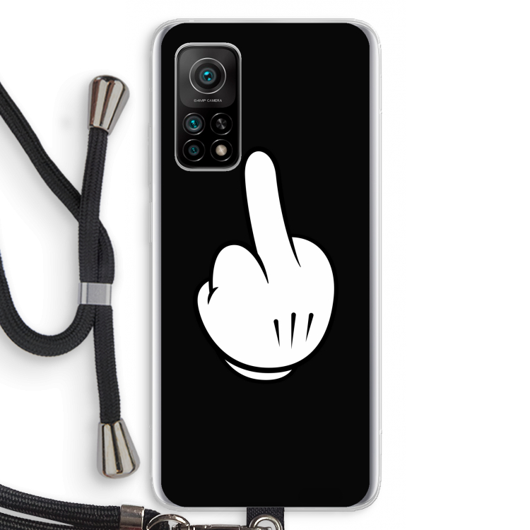 Middle finger black: Xiaomi Mi 10T 5G Transparant Hoesje met koord
