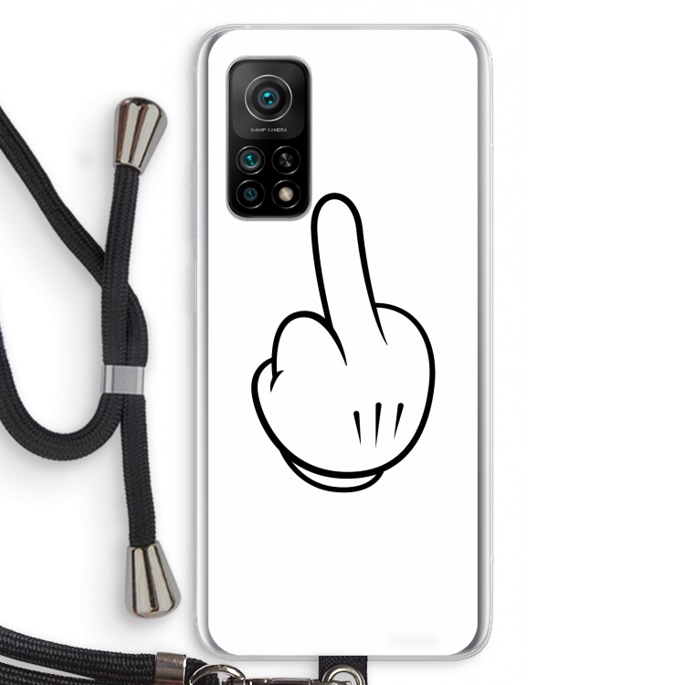 Middle finger white: Xiaomi Mi 10T 5G Transparant Hoesje met koord