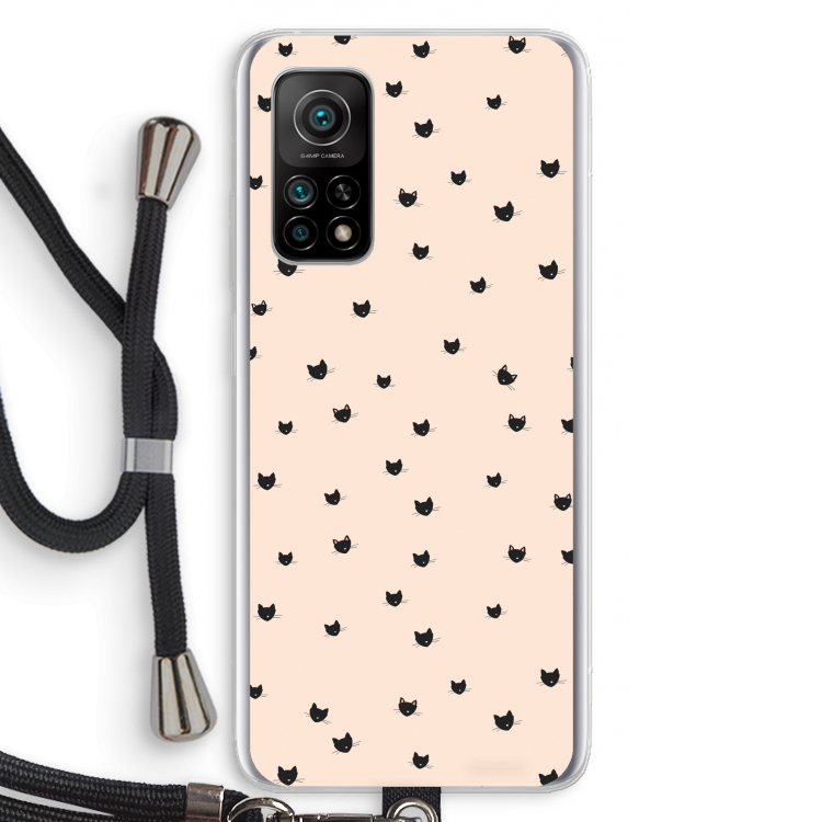 Kleine kattenkopjes: Xiaomi Mi 10T 5G Transparant Hoesje met koord