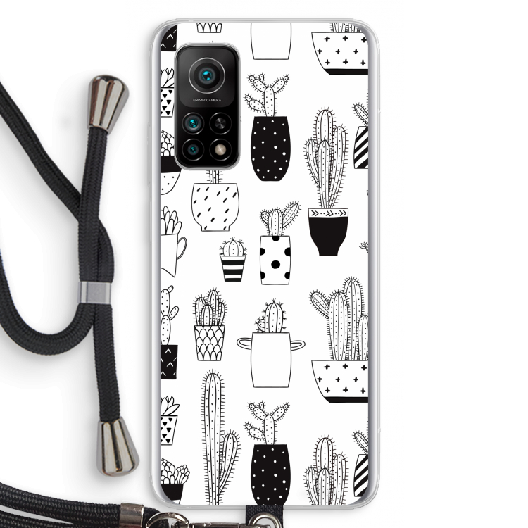 Cactusmotief: Xiaomi Mi 10T 5G Transparant Hoesje met koord