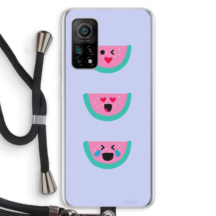 Smiley watermeloen: Xiaomi Mi 10T 5G Transparant Hoesje met koord