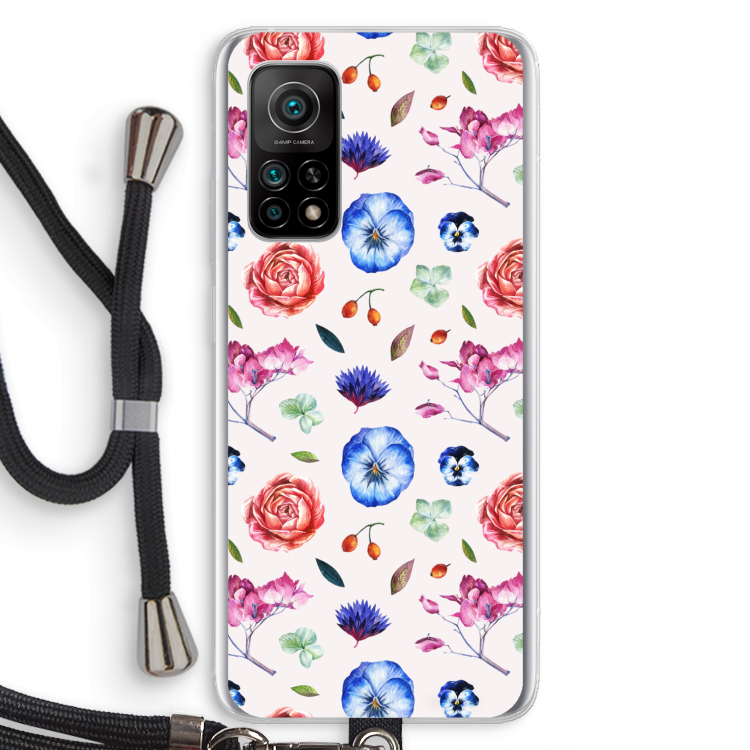 Bloemetjes: Xiaomi Mi 10T 5G Transparant Hoesje met koord
