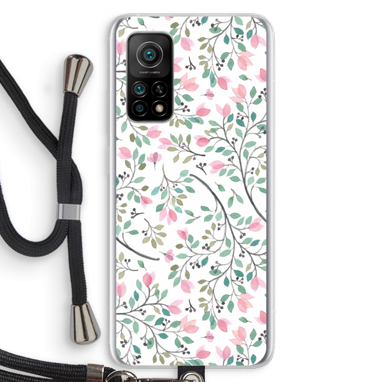 Sierlijke bloemen: Xiaomi Mi 10T 5G Transparant Hoesje met koord