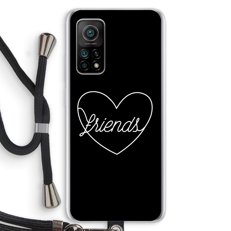 Friends heart black: Xiaomi Mi 10T 5G Transparant Hoesje met koord