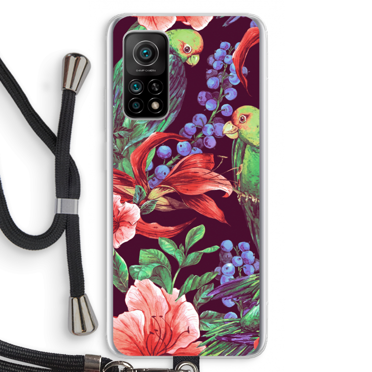 Papegaaien: Xiaomi Mi 10T 5G Transparant Hoesje met koord