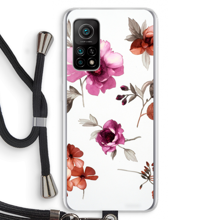 Geschilderde bloemen: Xiaomi Mi 10T 5G Transparant Hoesje met koord