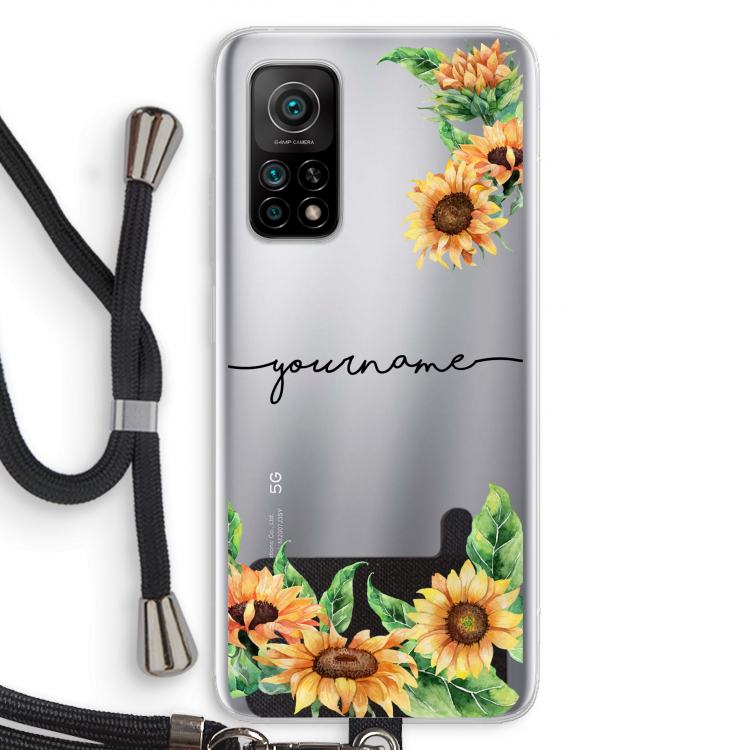 Zonnebloemen: Xiaomi Mi 10T 5G Transparant Hoesje met koord
