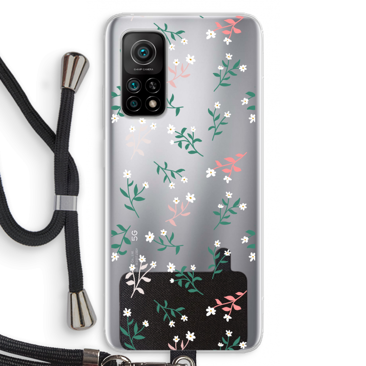 Small white flowers: Xiaomi Mi 10T 5G Transparant Hoesje met koord