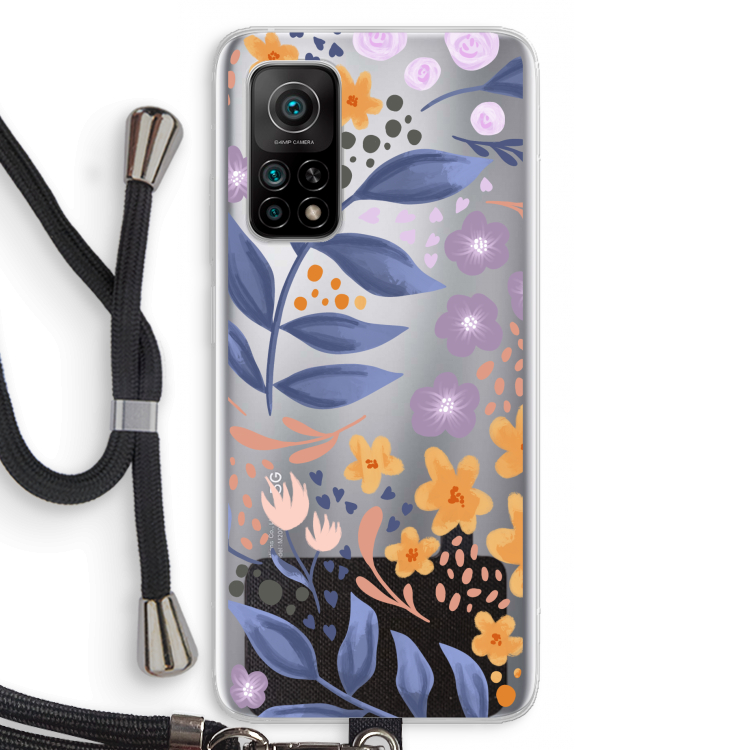 Flowers with blue leaves: Xiaomi Mi 10T 5G Transparant Hoesje met koord