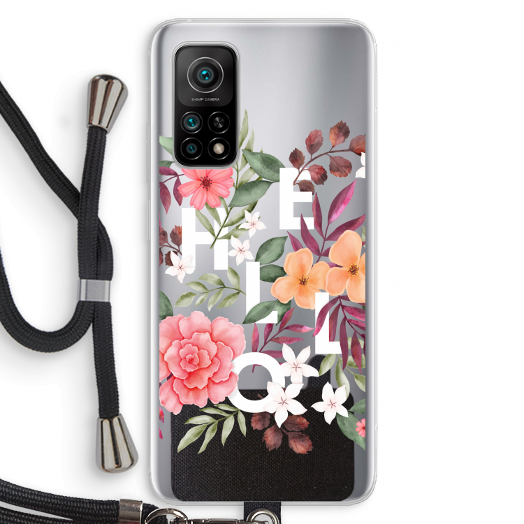 Hello in flowers: Xiaomi Mi 10T 5G Transparant Hoesje met koord