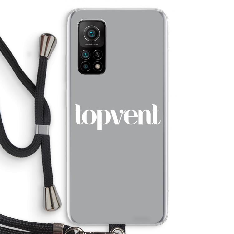 Topvent Grijs Wit: Xiaomi Mi 10T 5G Transparant Hoesje met koord