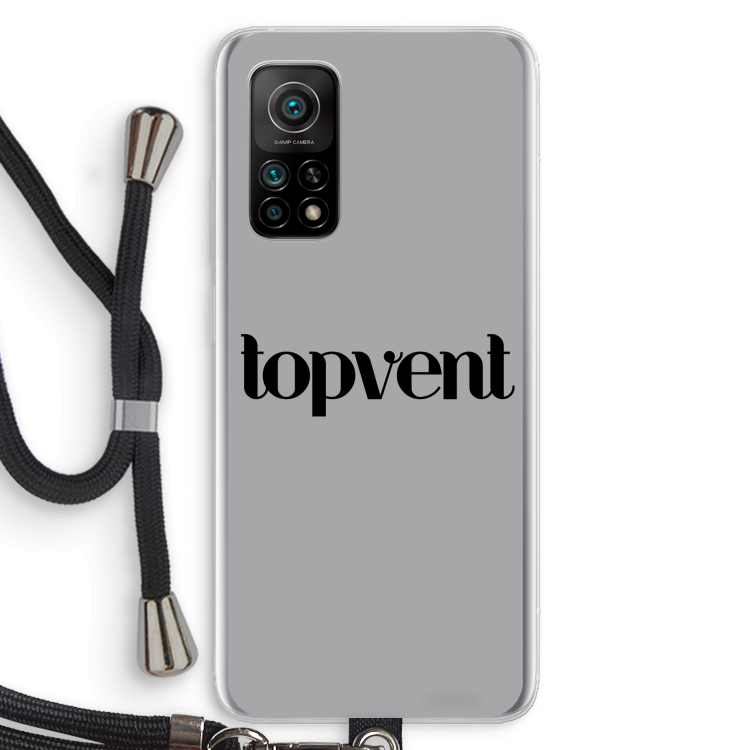 Topvent Grijs Zwart: Xiaomi Mi 10T 5G Transparant Hoesje met koord