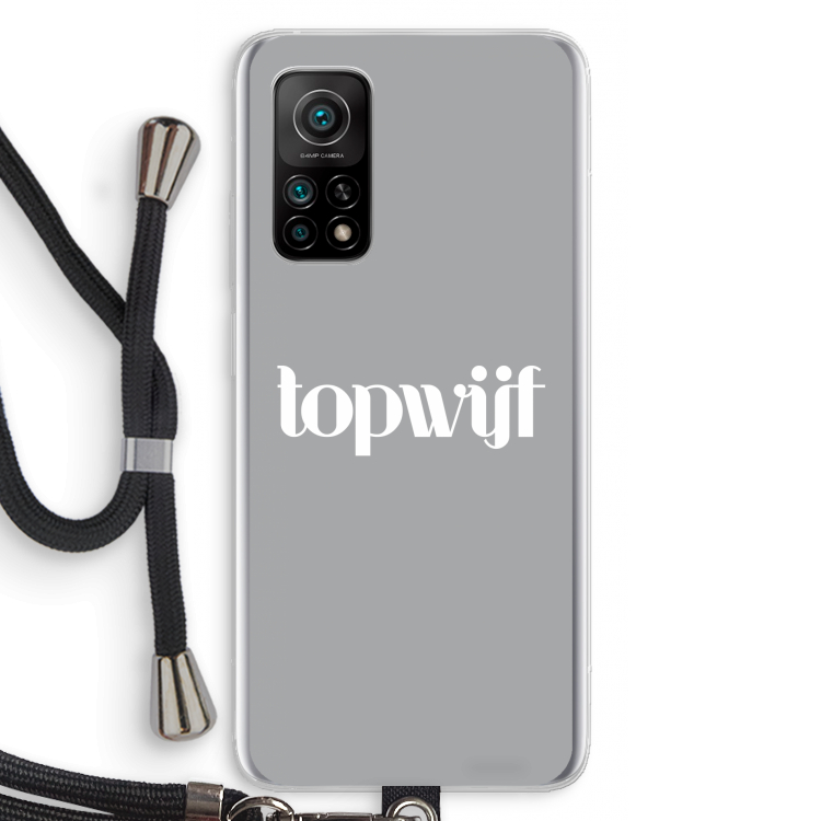 Topwijf Grijs Wit: Xiaomi Mi 10T 5G Transparant Hoesje met koord