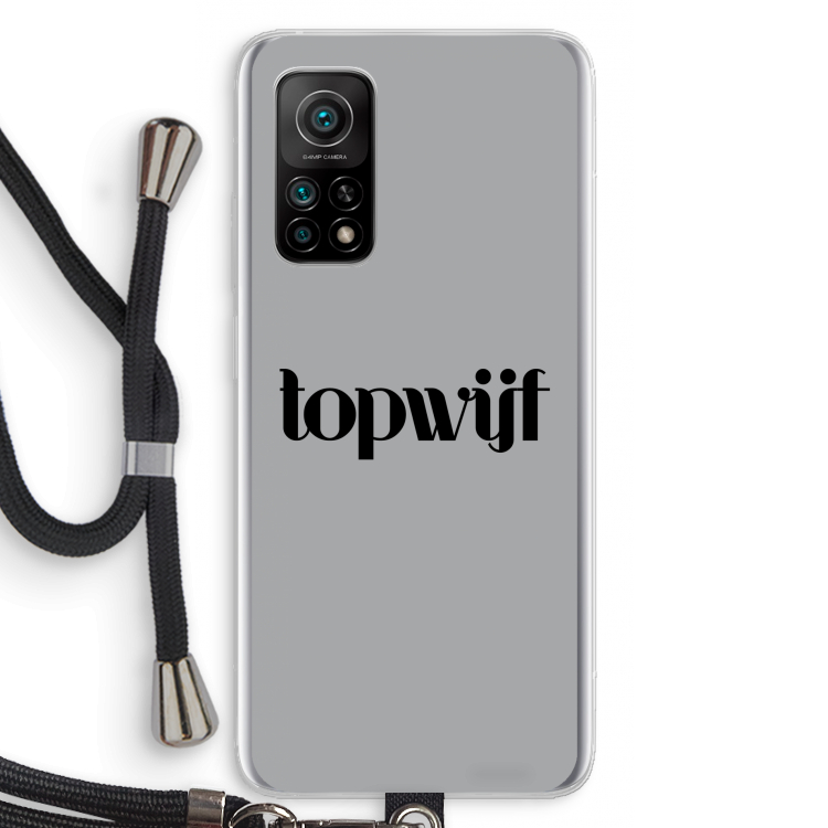 Topwijf Grijs Zwart: Xiaomi Mi 10T 5G Transparant Hoesje met koord