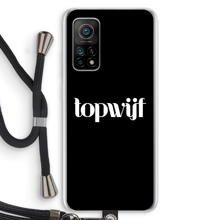 Topwijf Zwart: Xiaomi Mi 10T 5G Transparant Hoesje met koord