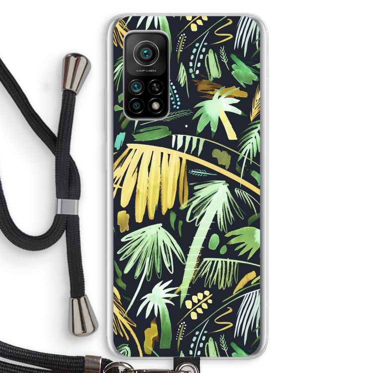 Tropical Palms Dark: Xiaomi Mi 10T 5G Transparant Hoesje met koord