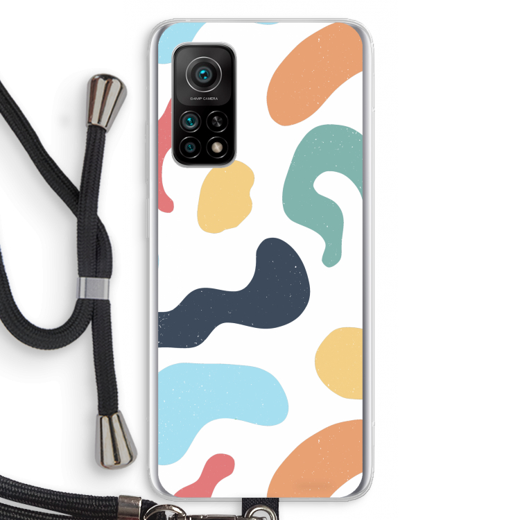 Memphis Shapes Blue: Xiaomi Mi 10T 5G Transparant Hoesje met koord