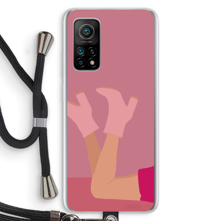 Pink boots: Xiaomi Mi 10T 5G Transparant Hoesje met koord