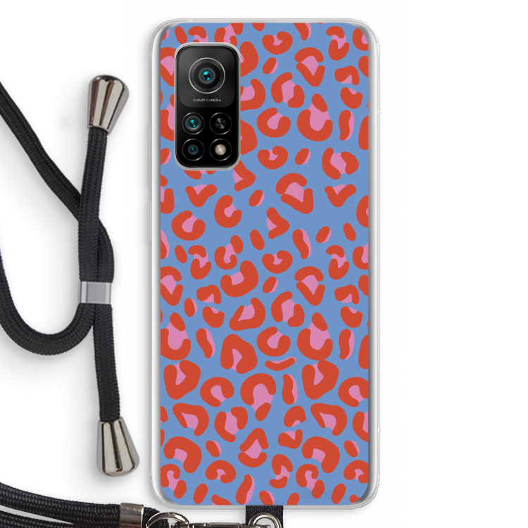 Leopard blue: Xiaomi Mi 10T 5G Transparant Hoesje met koord