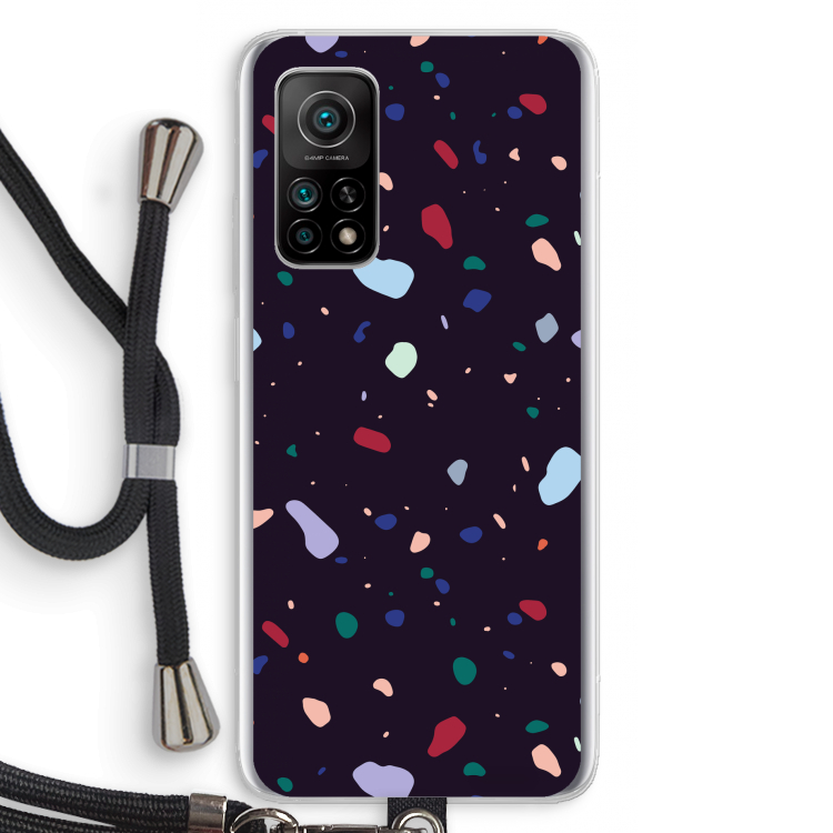 Dark Rounded Terrazzo: Xiaomi Mi 10T 5G Transparant Hoesje met koord