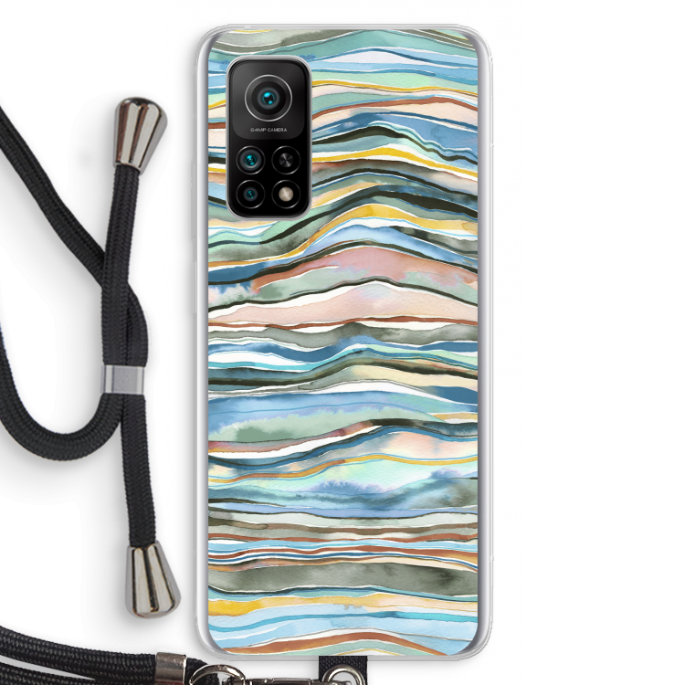 Watercolor Agate: Xiaomi Mi 10T 5G Transparant Hoesje met koord