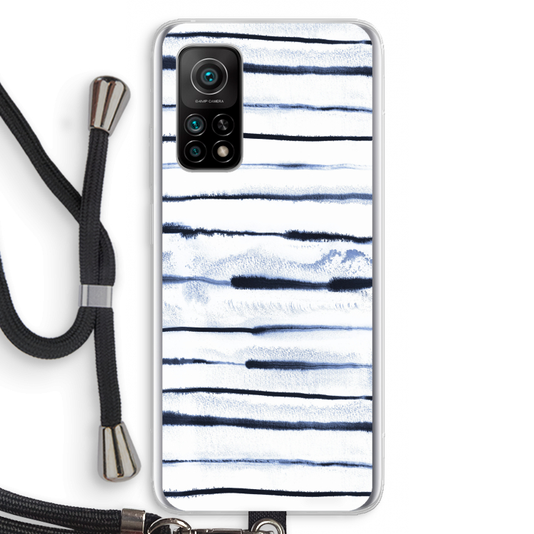 Ink Stripes: Xiaomi Mi 10T 5G Transparant Hoesje met koord