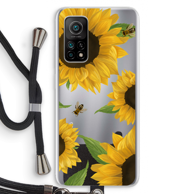 Sunflower and bees: Xiaomi Mi 10T 5G Transparant Hoesje met koord