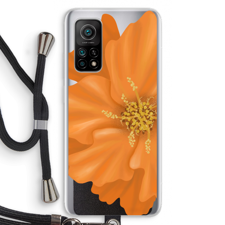Orange Ellila flower: Xiaomi Mi 10T 5G Transparant Hoesje met koord
