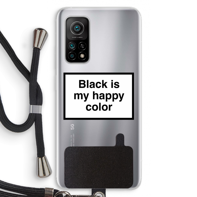 Black is my happy color: Xiaomi Mi 10T 5G Transparant Hoesje met koord