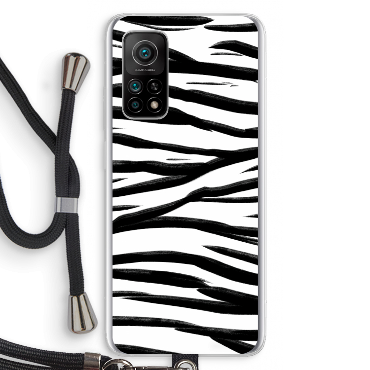 Zebra pattern: Xiaomi Mi 10T 5G Transparant Hoesje met koord