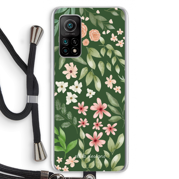 Botanical green sweet flower heaven: Xiaomi Mi 10T 5G Transparant Hoesje met koord