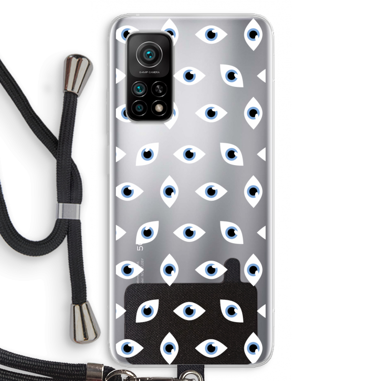 Eyes pattern: Xiaomi Mi 10T 5G Transparant Hoesje met koord