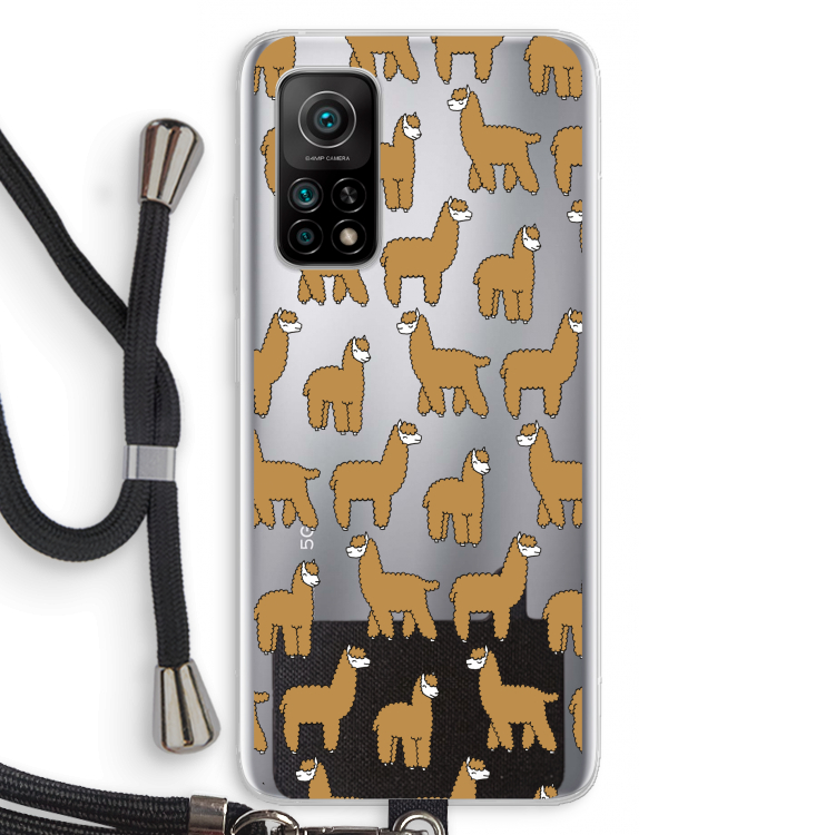 Alpacas: Xiaomi Mi 10T 5G Transparant Hoesje met koord