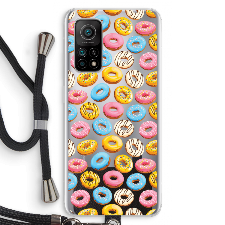 Pink donuts: Xiaomi Mi 10T 5G Transparant Hoesje met koord