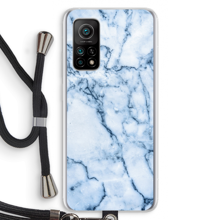 Blauw marmer: Xiaomi Mi 10T 5G Transparant Hoesje met koord