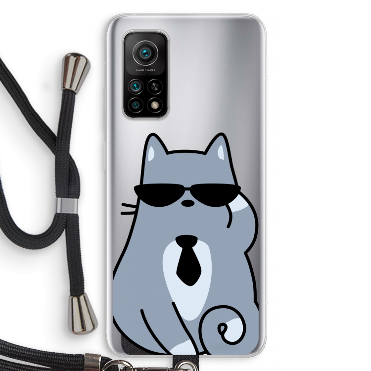 Cool cat: Xiaomi Mi 10T 5G Transparant Hoesje met koord