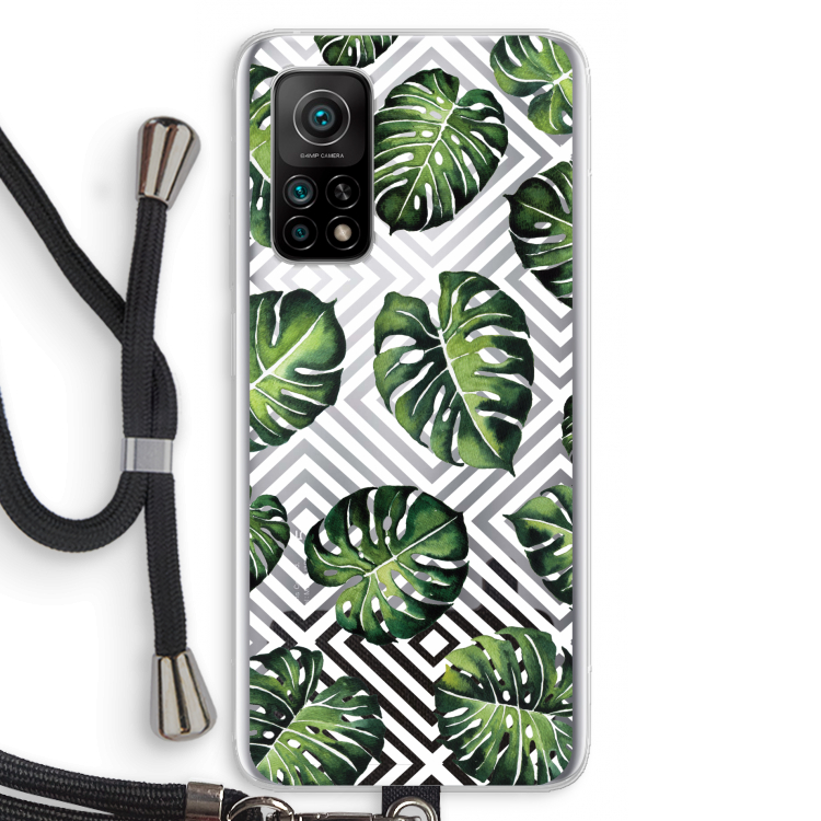 Geometrische jungle: Xiaomi Mi 10T 5G Transparant Hoesje met koord