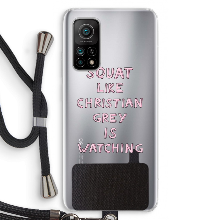 Christian Grey: Xiaomi Mi 10T 5G Transparant Hoesje met koord