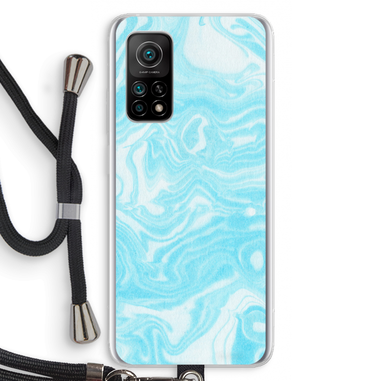 Waterverf blauw: Xiaomi Mi 10T 5G Transparant Hoesje met koord