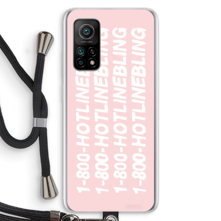 Hotline bling pink: Xiaomi Mi 10T 5G Transparant Hoesje met koord
