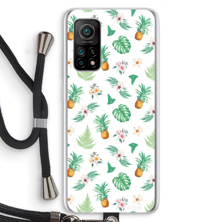 Ananas bladeren: Xiaomi Mi 10T 5G Transparant Hoesje met koord