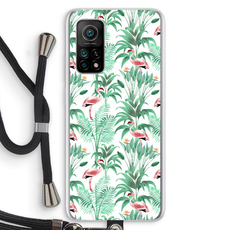 Flamingo bladeren: Xiaomi Mi 10T 5G Transparant Hoesje met koord