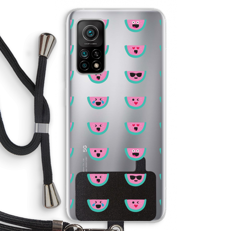 Smiley watermeloenprint: Xiaomi Mi 10T 5G Transparant Hoesje met koord