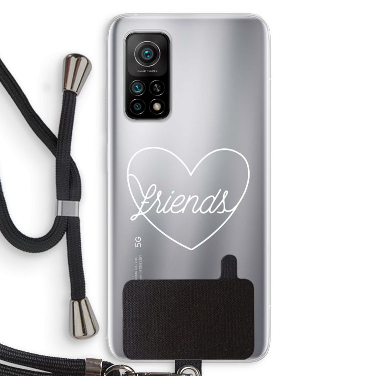 Friends heart pastel: Xiaomi Mi 10T 5G Transparant Hoesje met koord