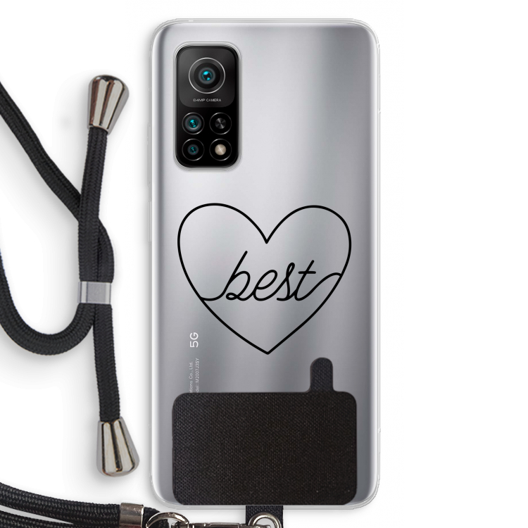 Best heart black: Xiaomi Mi 10T 5G Transparant Hoesje met koord