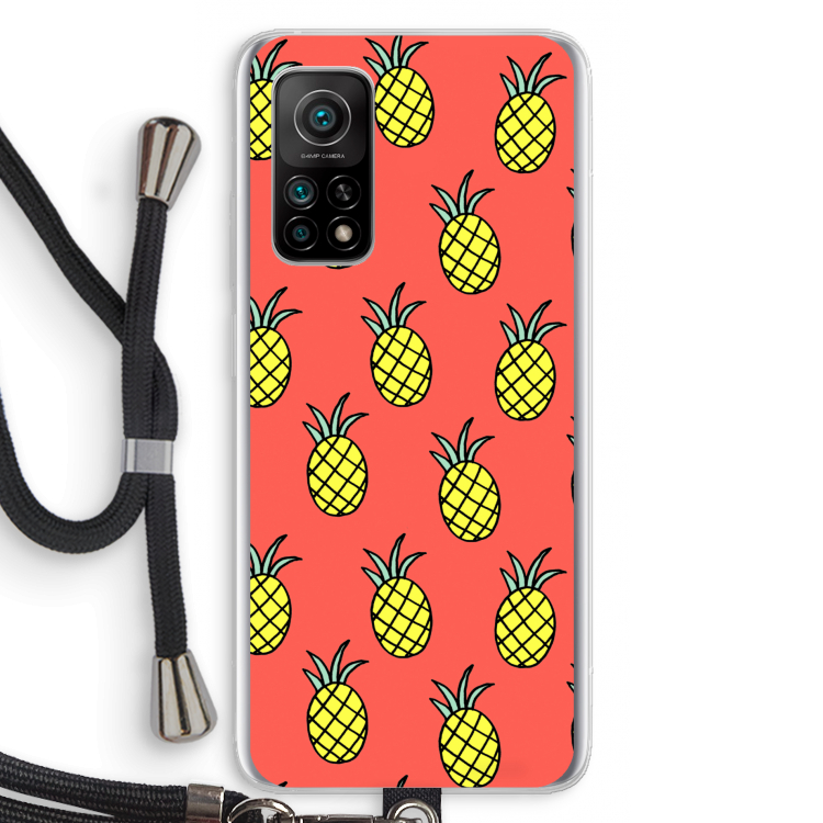 Ananas: Xiaomi Mi 10T 5G Transparant Hoesje met koord