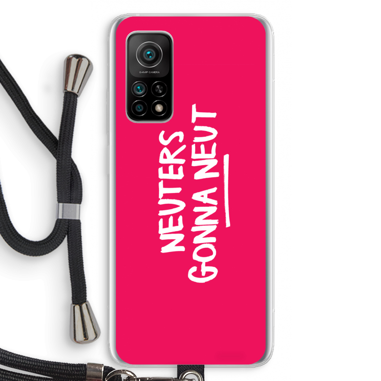 Neuters (roze): Xiaomi Mi 10T 5G Transparant Hoesje met koord