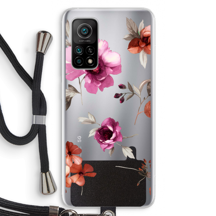 Geschilderde bloemen: Xiaomi Mi 10T 5G Transparant Hoesje met koord