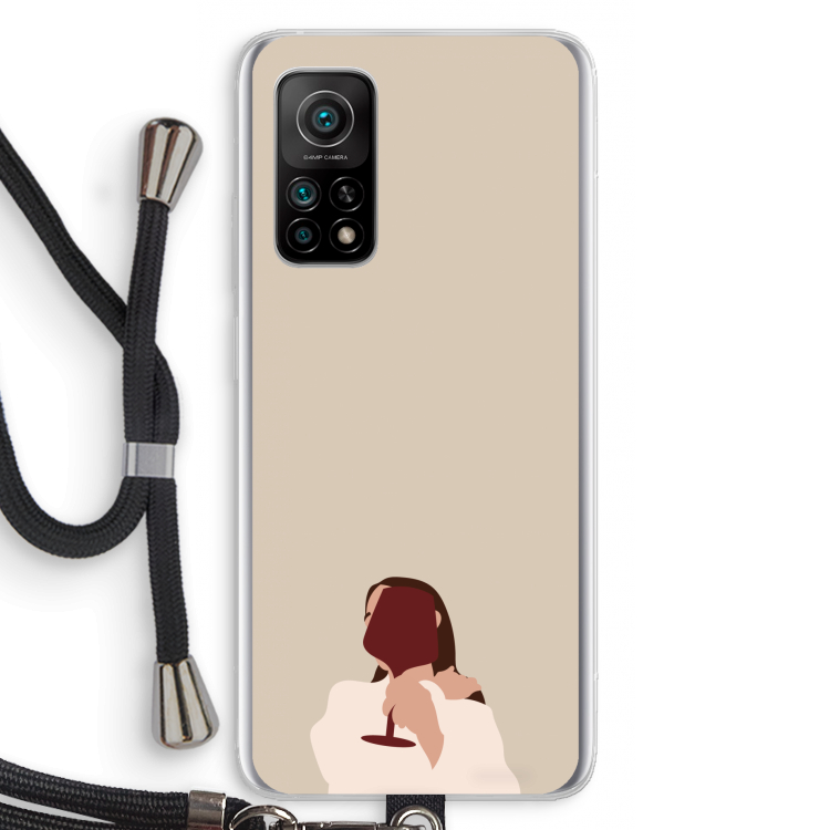 I drink wine: Xiaomi Mi 10T 5G Transparant Hoesje met koord
