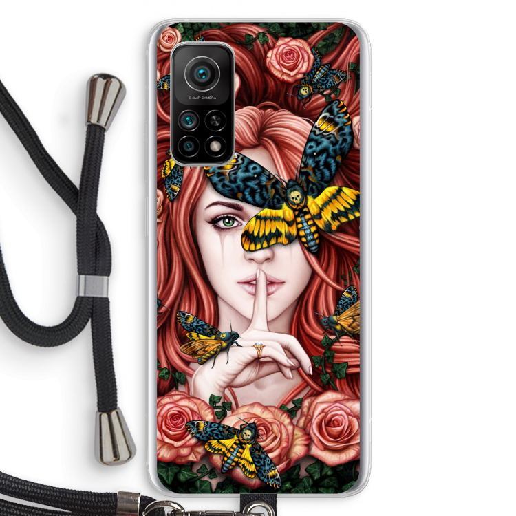 Lady Moth: Xiaomi Mi 10T 5G Transparant Hoesje met koord